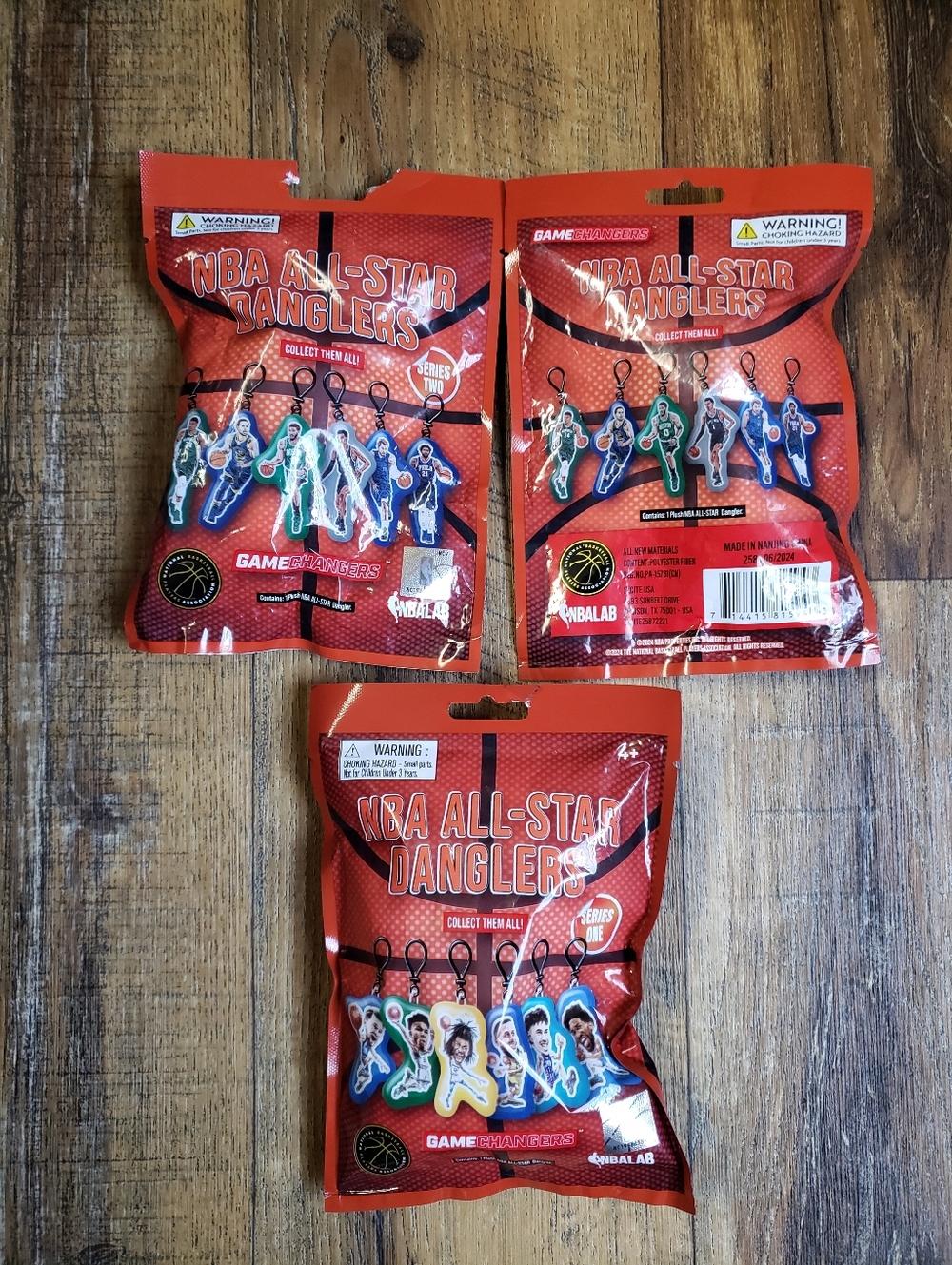 Set Of 3 NBA All-Star Danglers Plush Keychain Mystery Packs Sealed